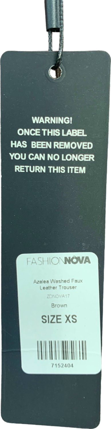 Fashion Nova Brown Azalea Washed Faux Leather Trouser XS