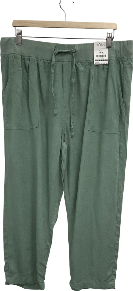 M&Co Green Linen Cropped Joggers UK 16