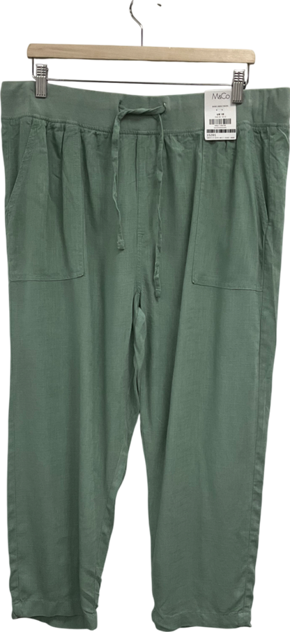 M&Co Green Linen Cropped Joggers UK 16