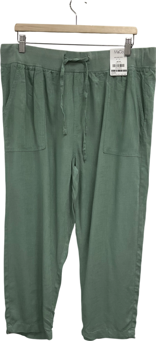 M&Co Green Linen Cropped Joggers UK 16