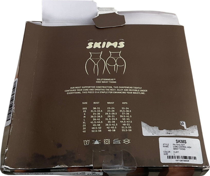 SKIMS Beige Core Control High Waist Thong - Clay UK L