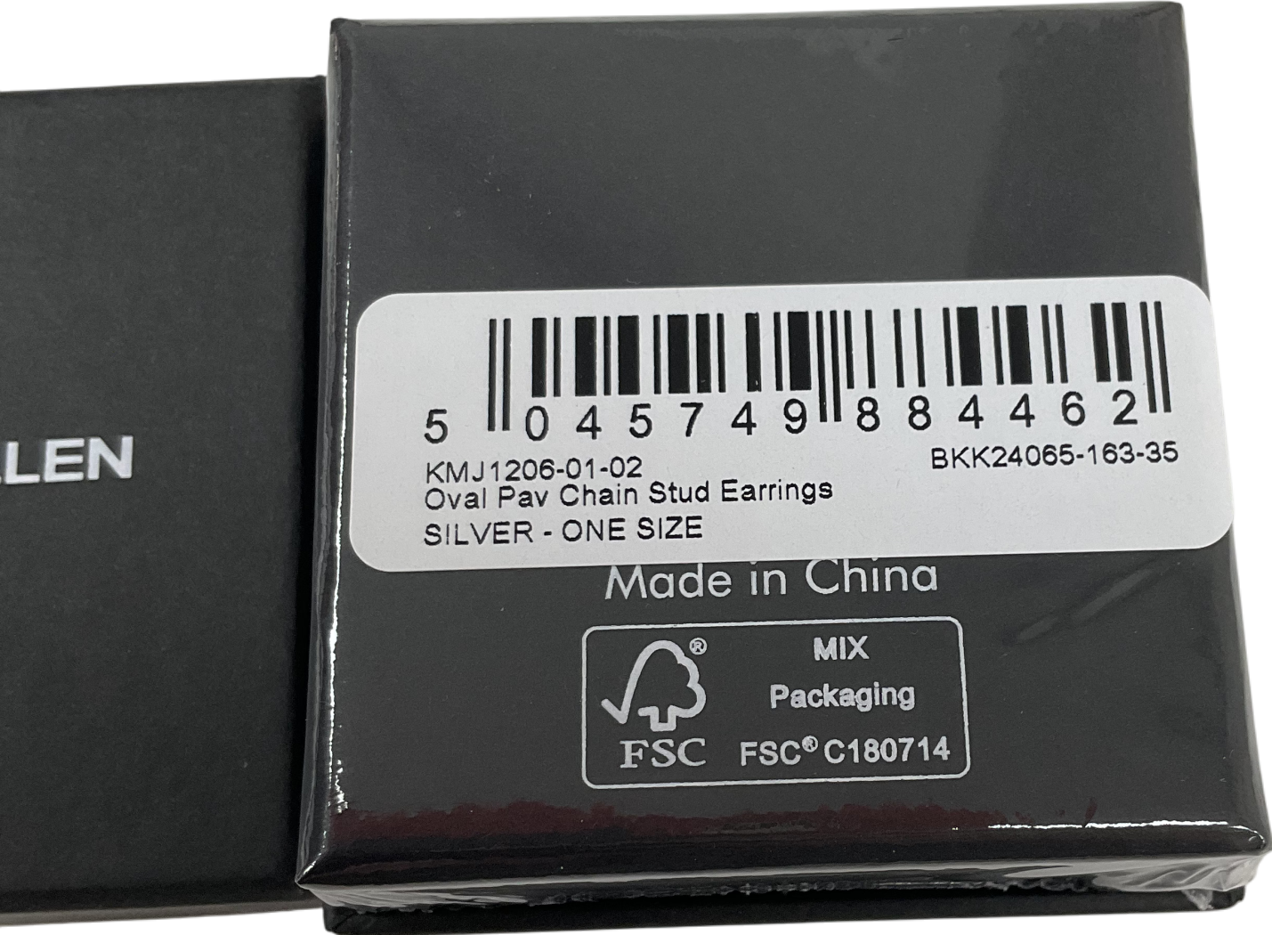 Karen Millen White Silver Tone Oval Pavé Chain Stud Earrings