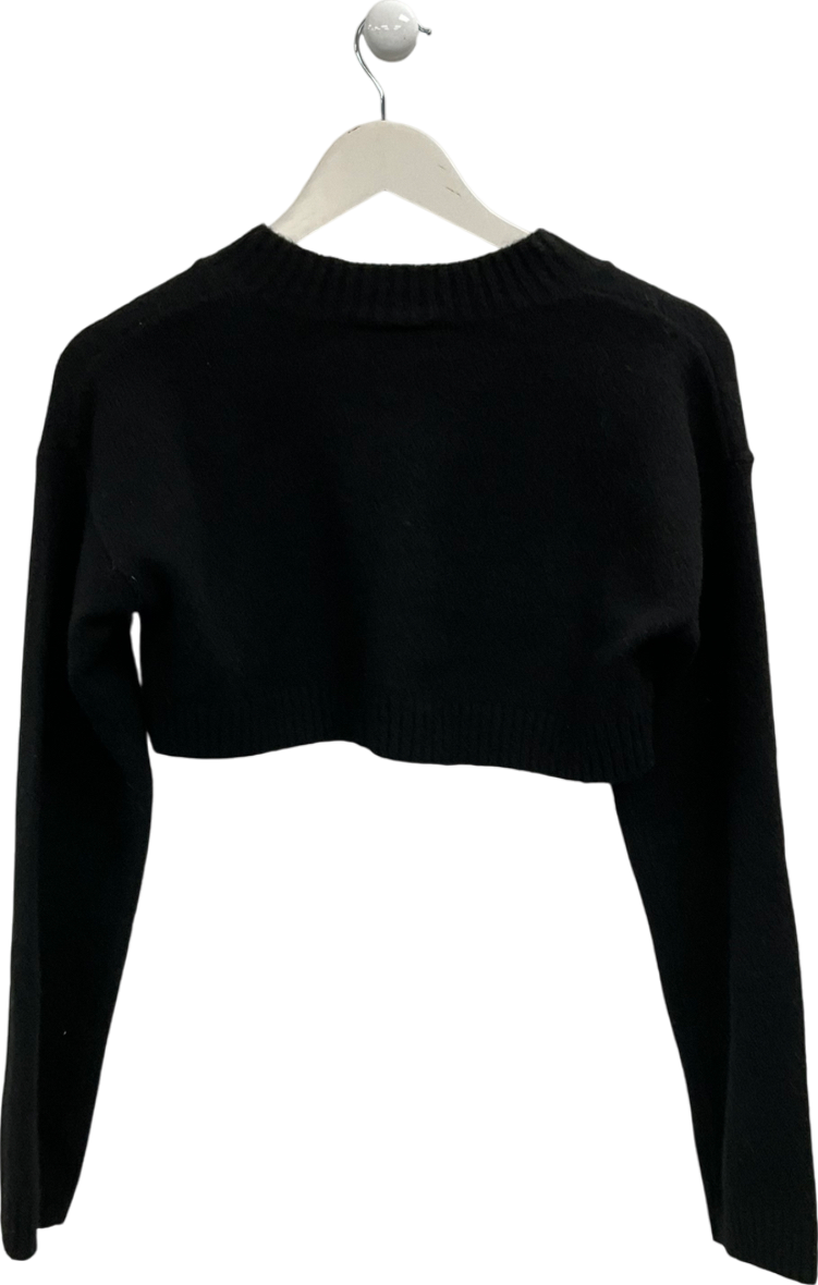 Monki Black Cropped Knit Cardigan UK XXS