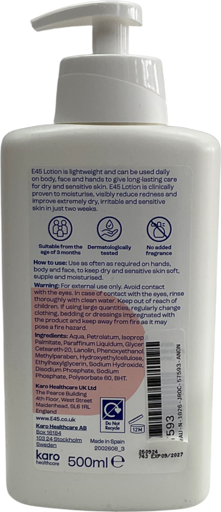 E45 Moisturising Lotion 500ml