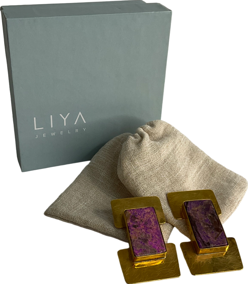 Liya Jewelery Gold And Purple Earrings