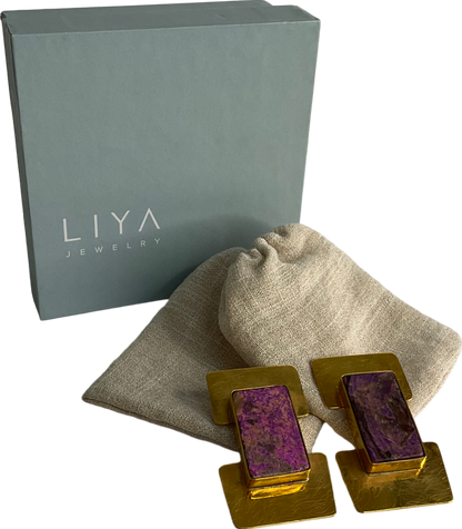 Liya Jewelery Gold And Purple Earrings