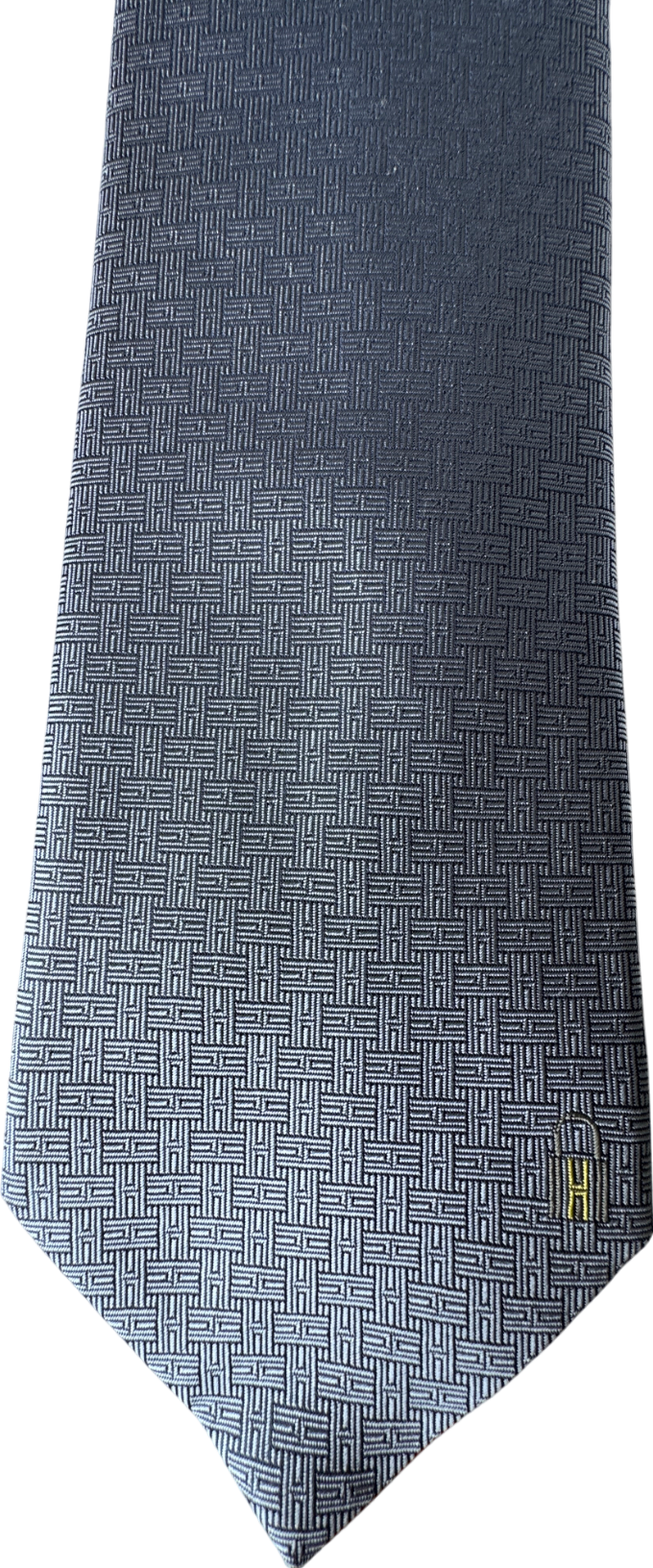 Hermès Blue 'H' Logo 100% Silk Neck Tie 659343T