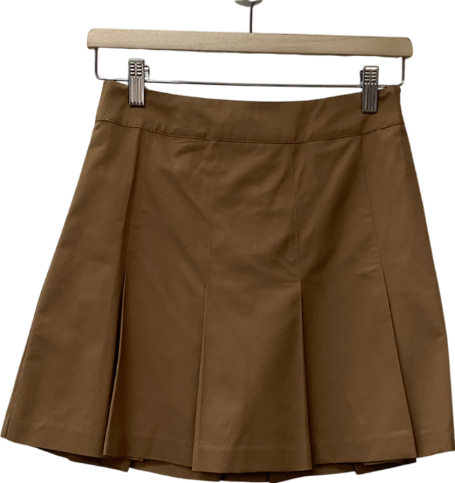 H&M Beige Pleated Mini Skirt UK 8