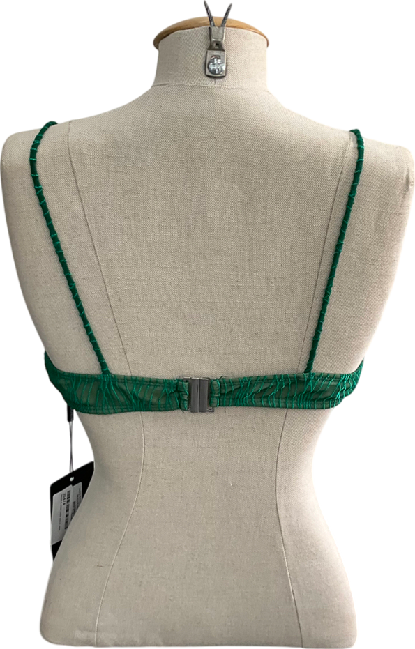 PrettyLittleThing Green Textured Underwired Bikini Top UK 14