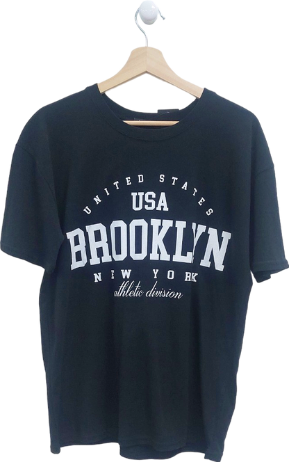 Boohoo Black USA Brooklyn T-Shirt UK S