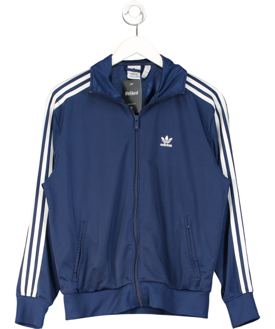 adidas Blue Woven Three Stripe Zip Track Top UK 8