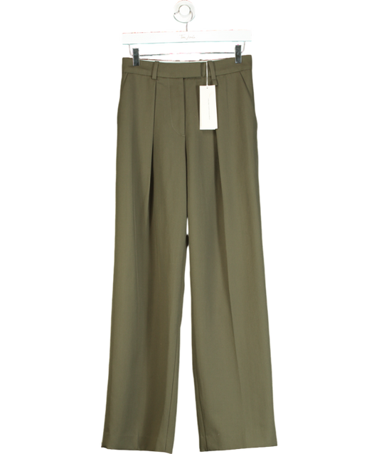 Arket Green Pleated Twill Trousers UK S