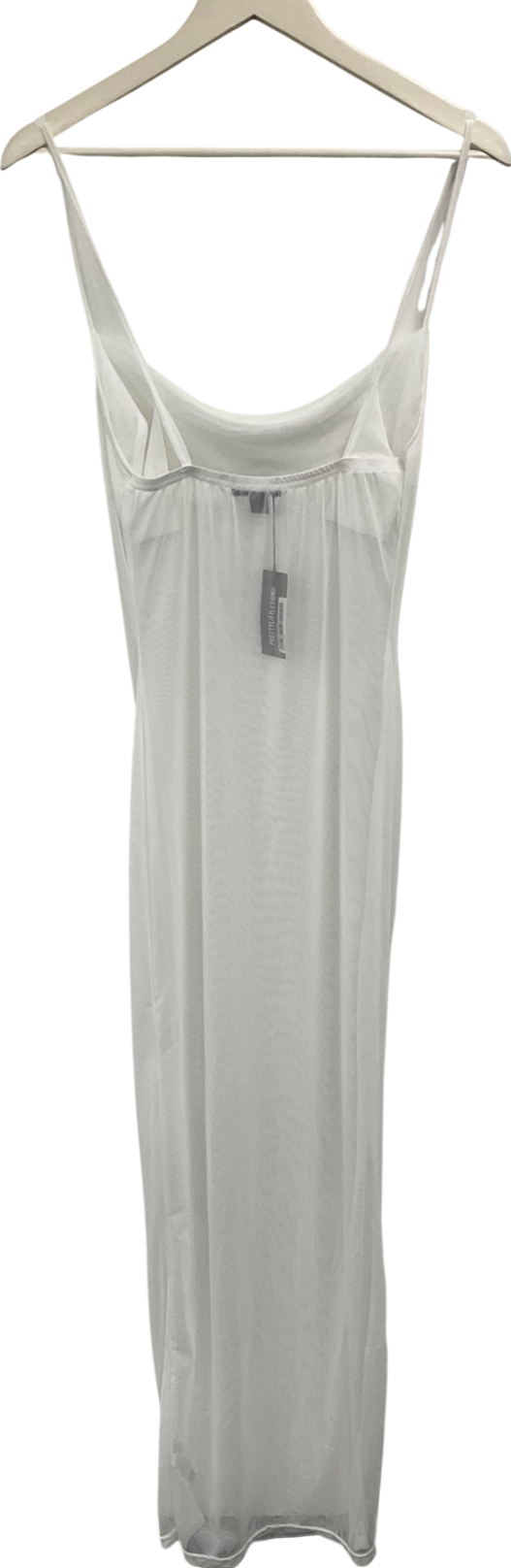 PrettyLittleThing White Bardot Cowl Neck Mesh Maxi Beach Dress UK 10