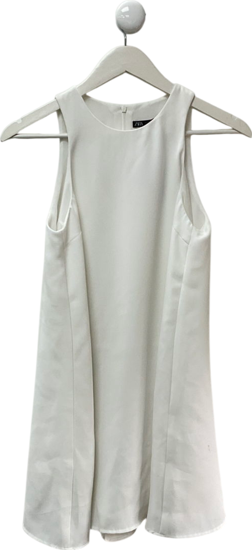 ZARA White Plain Tank Dress With Built In Shorts UK S