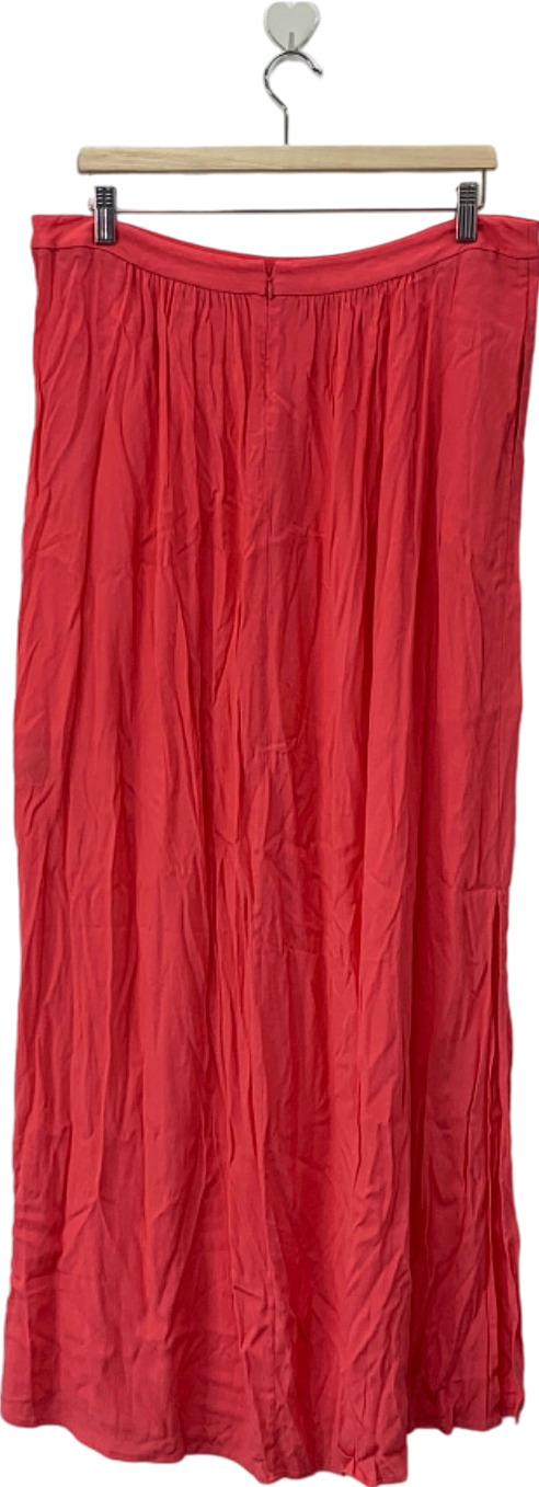 Boden Red Pleated Maxi Skirt UK 16 long