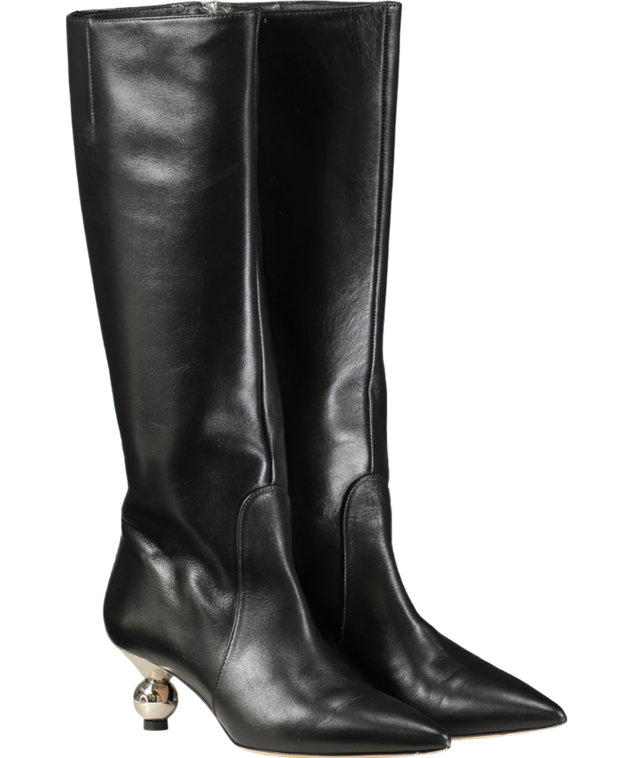 Max Mara Weekend Black Smooth Leather Boots UK 3 EU 36 👠