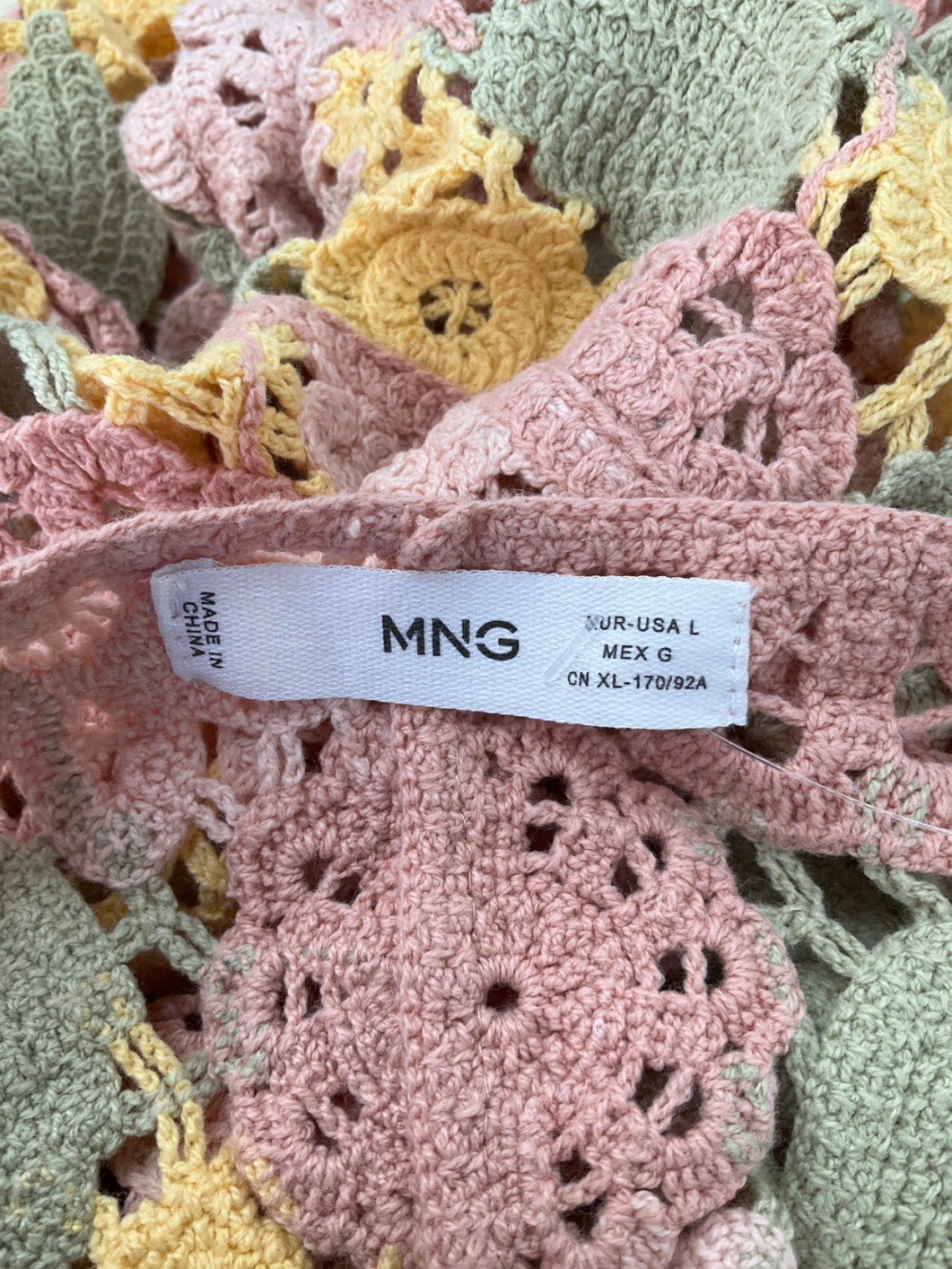 MNG Pink Cotton Crochet Sweater UK L
