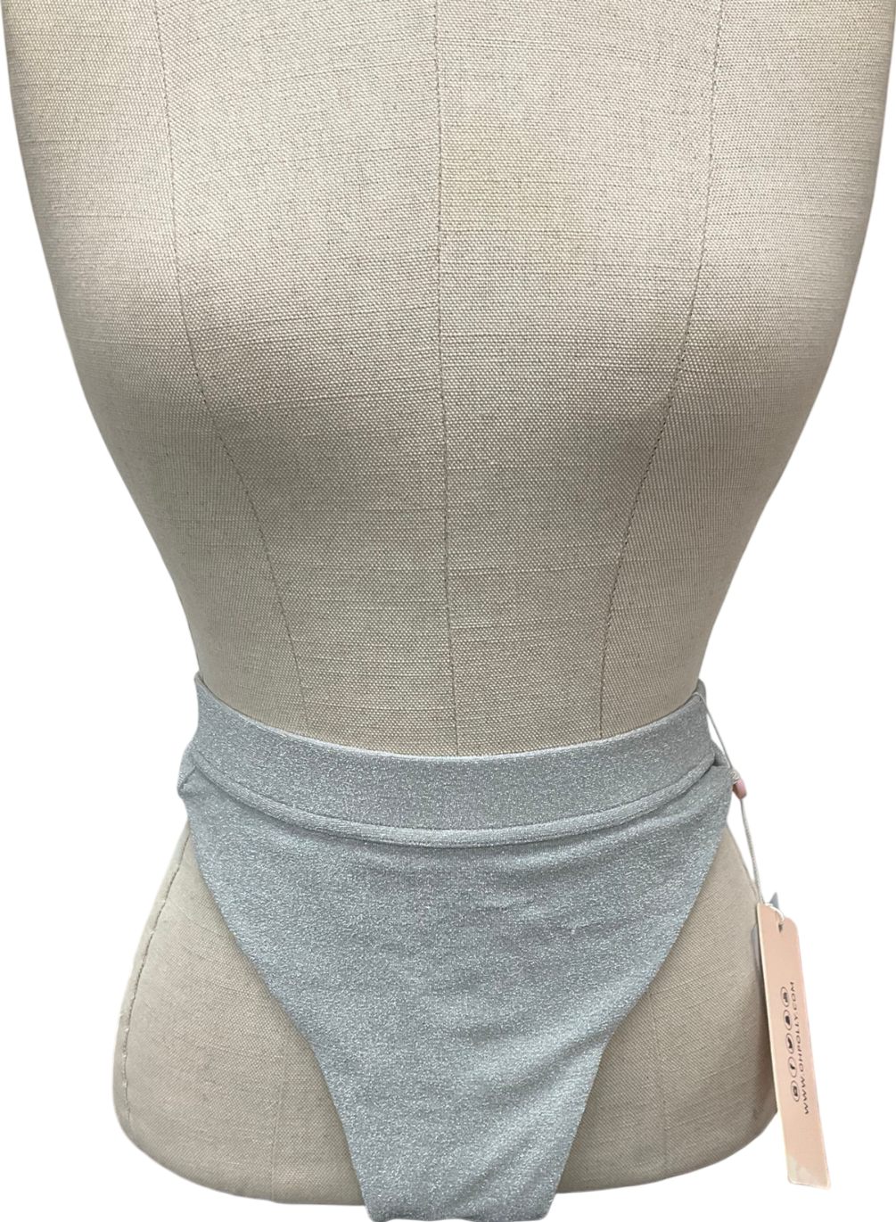 Oh Polly Metallic Silver Thong Bikini Bottoms UK M