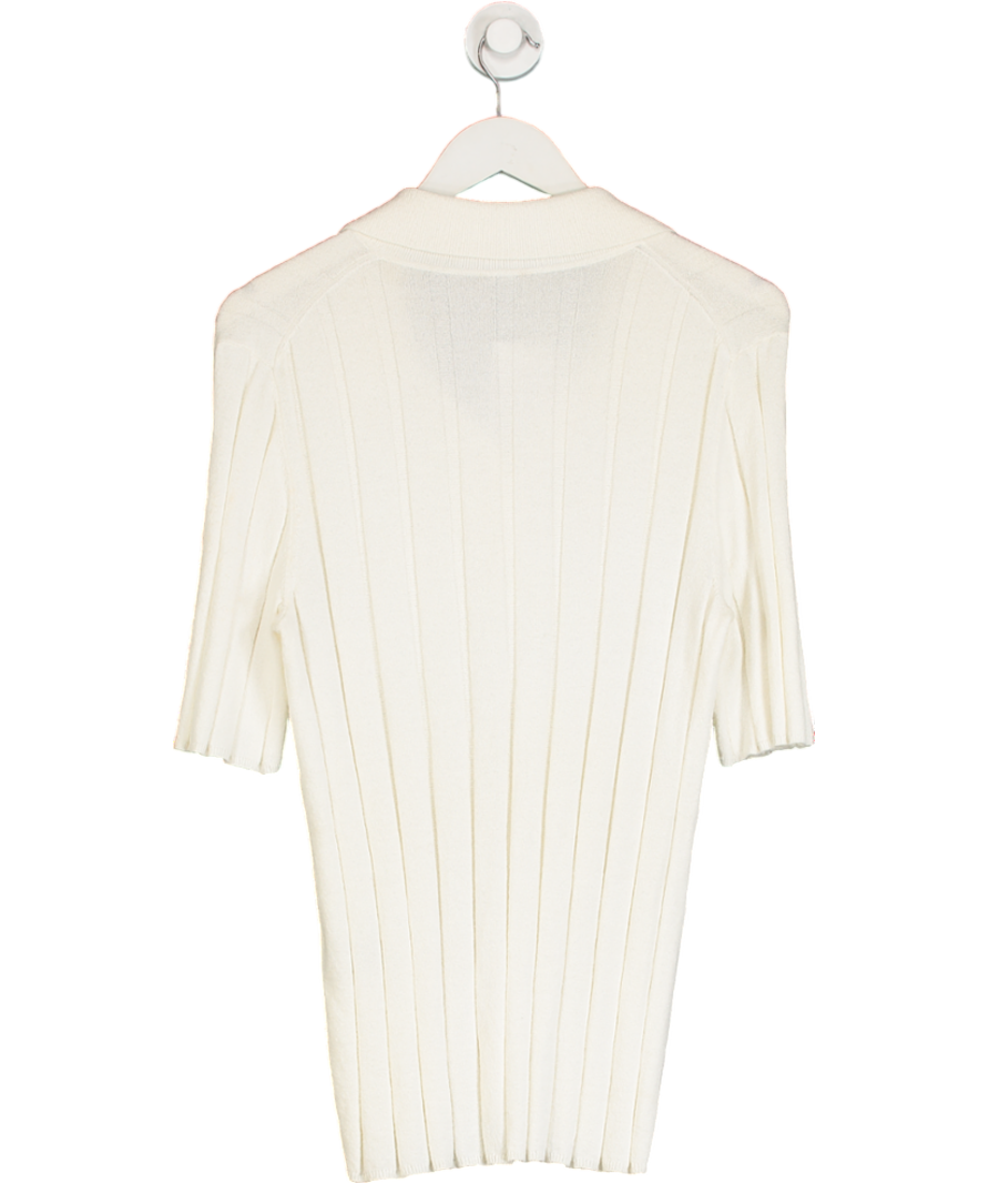 Joseph Cream Textured Rib Polo Top UK M