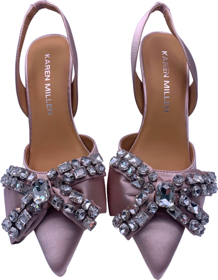 Karen Millen Pink Embellished Satin Heels 3/36
