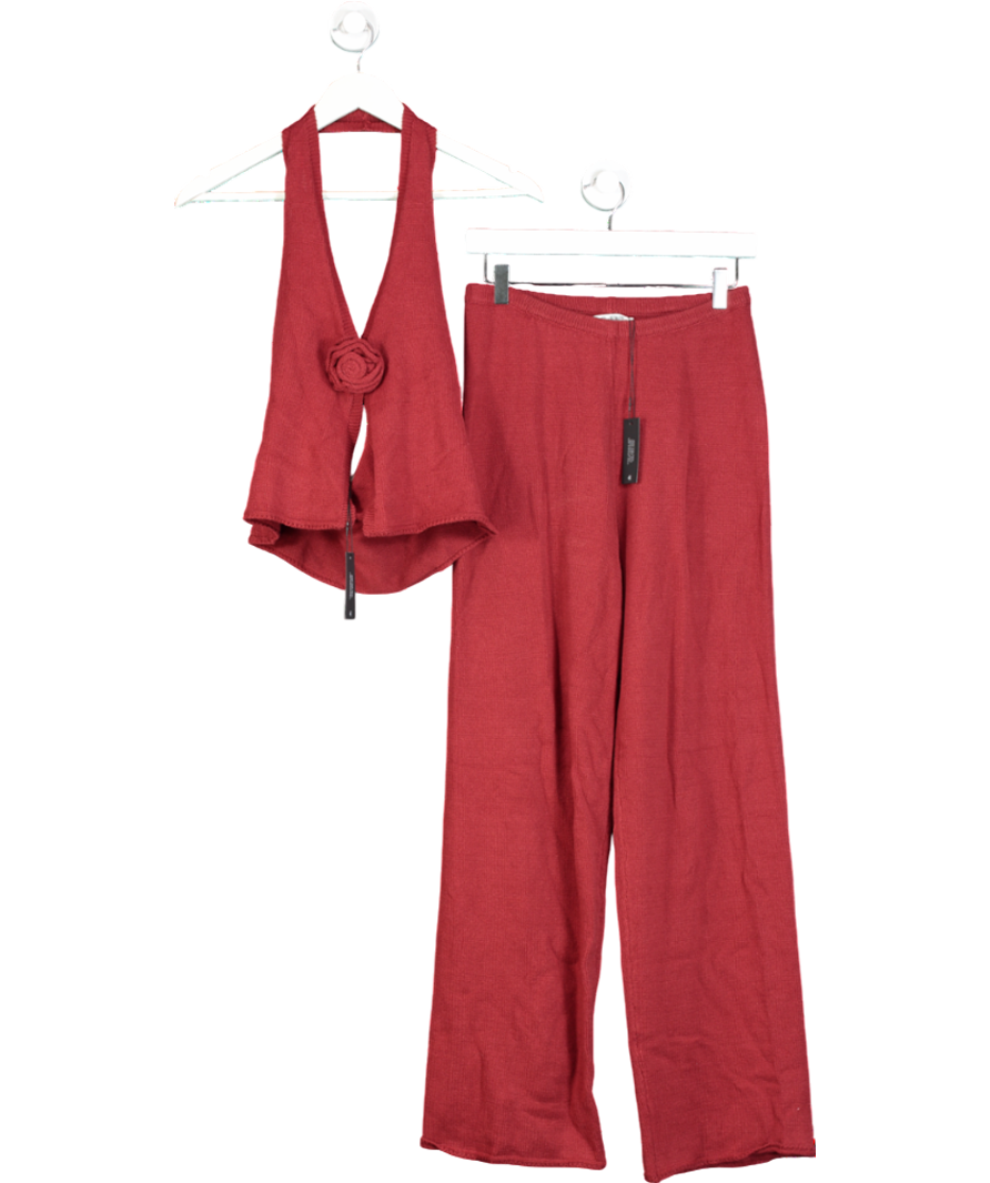 4th & Reckless Red Knitted Set With Rose Detail UK 10
