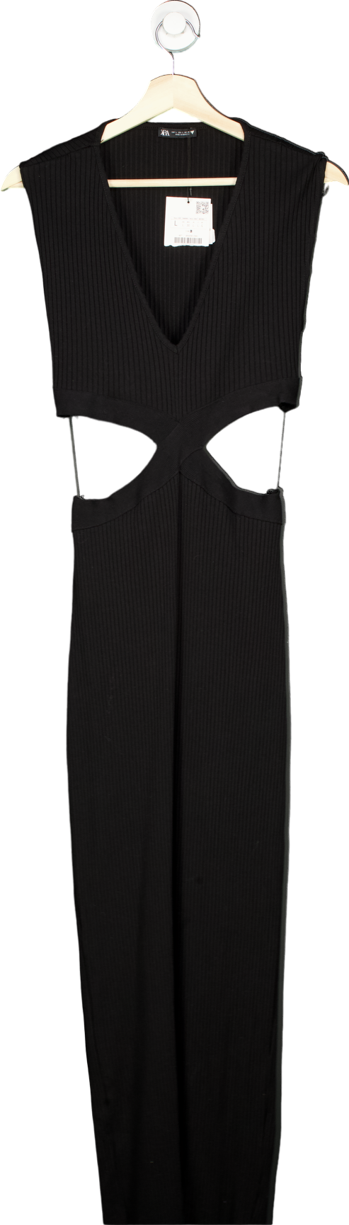 Zara Black Ribbed Dress UK L