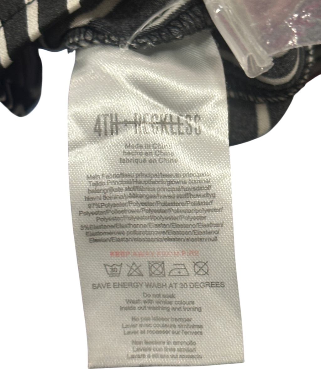 4th & Reckless Black Abstract Print Oversized Satin Shirt & Trouser Set UK 8