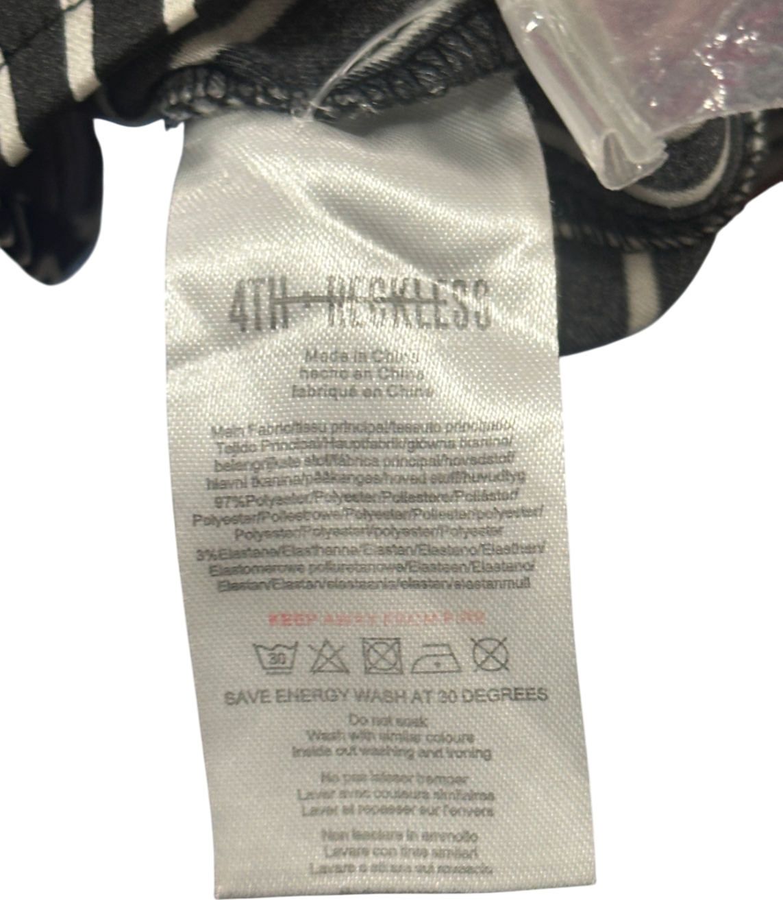 4th & Reckless Black Abstract Print Oversized Satin Shirt & Trouser Set UK 8