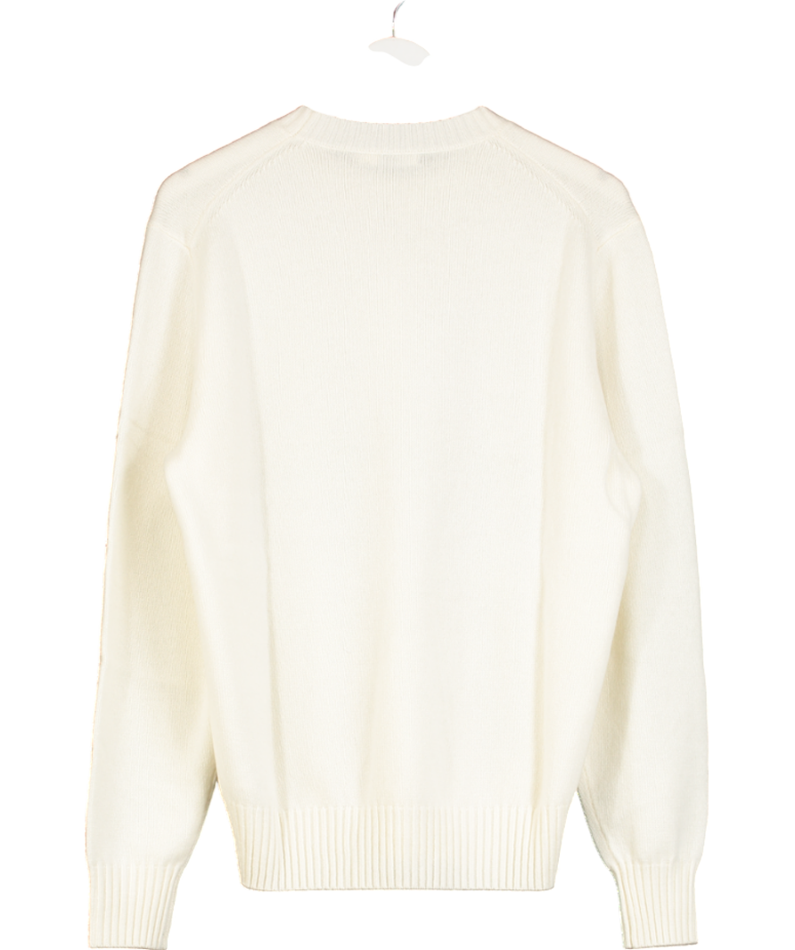 SuitSupply Cream Off-white Crewneck 100% Pure Mongolian Cashmere Jumper UK L