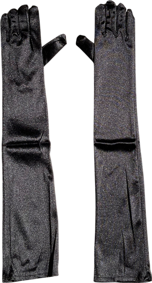 Black Satin Long Gloves One Size
