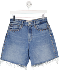 Reformation Mid Blue Studded Raye Mid-rise 6” Relaxed Jean Shorts W25