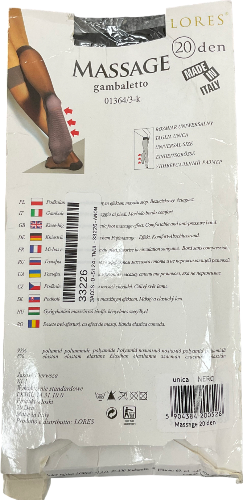 Lores Black Knee High Socks