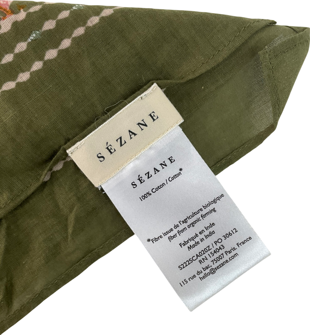 Sezane Green Gaston Square Scarf