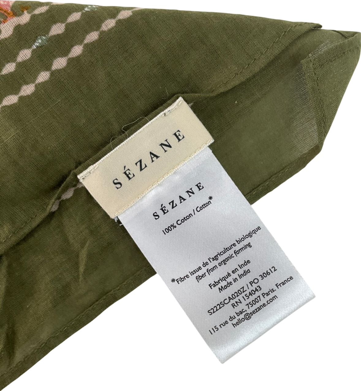 Sezane Green Gaston Square Scarf