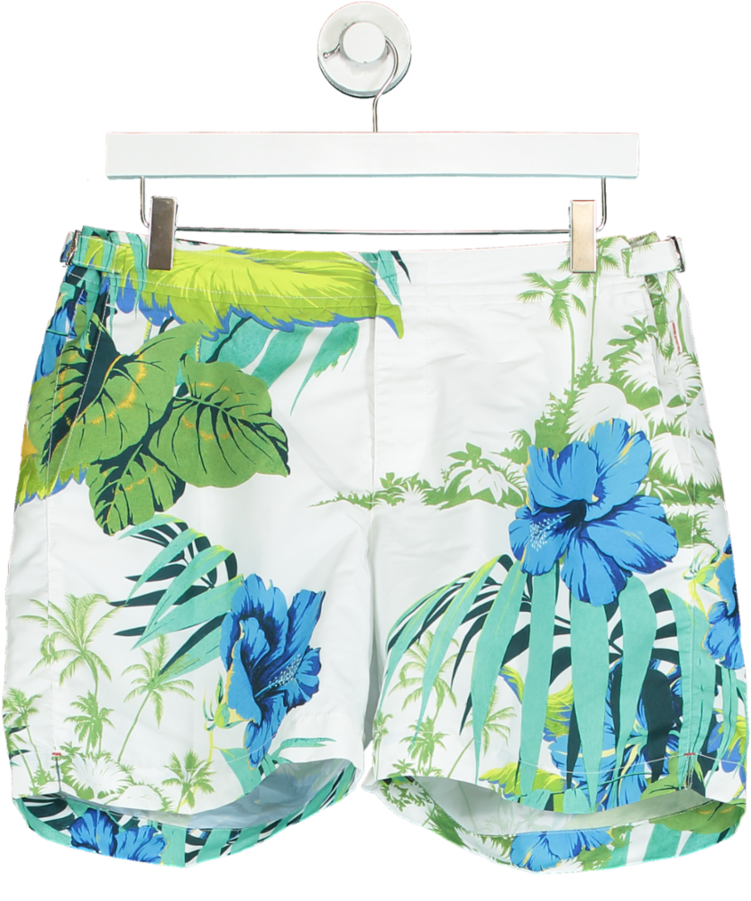 Orlebar Brown Green/Blue/White Airedale Mid-Length Swim Shorts UK W32