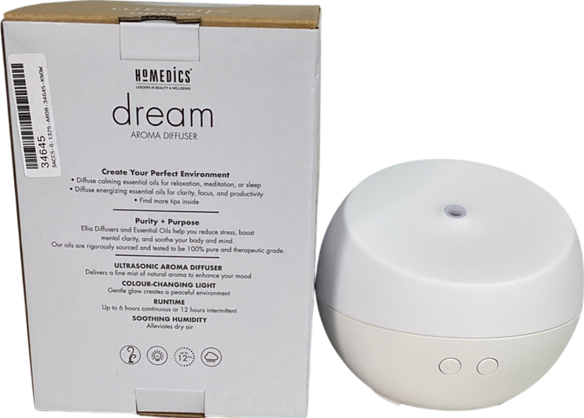 Homedics White Ellia Colour Changing Dream Aroma Diffuser One Size