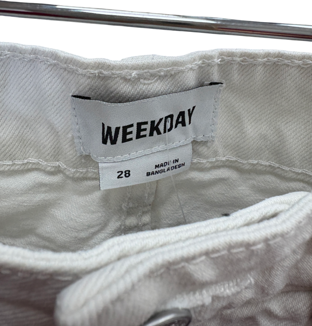 Weekday White Eya Denim Shorts W28