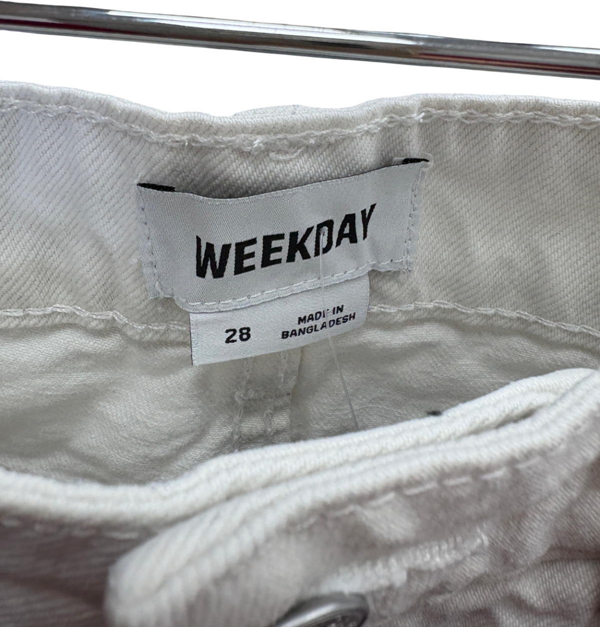 Weekday White Eya Denim Shorts W28