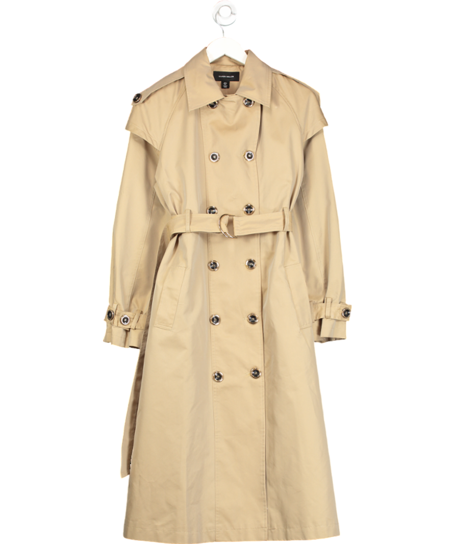 Karen Millen Beige Tailored Double Breasted Trench Coat UK 6