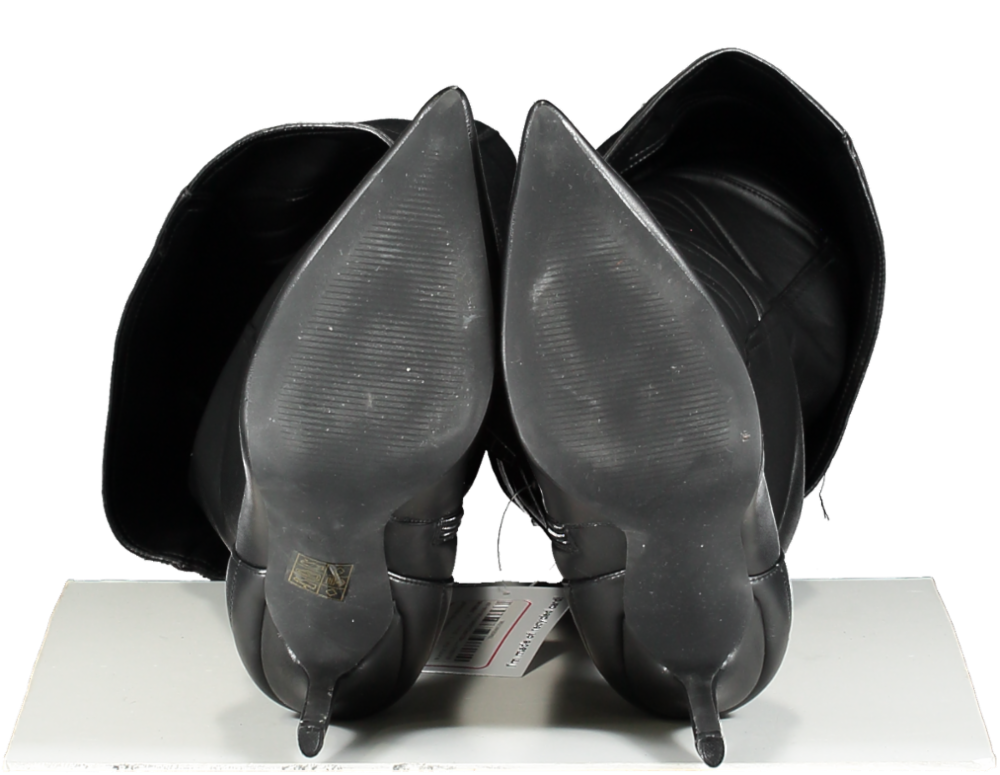 Nasty Gal Black Faux Leather Padded Motocross Thigh High Boots UK 7 EU 40 👠