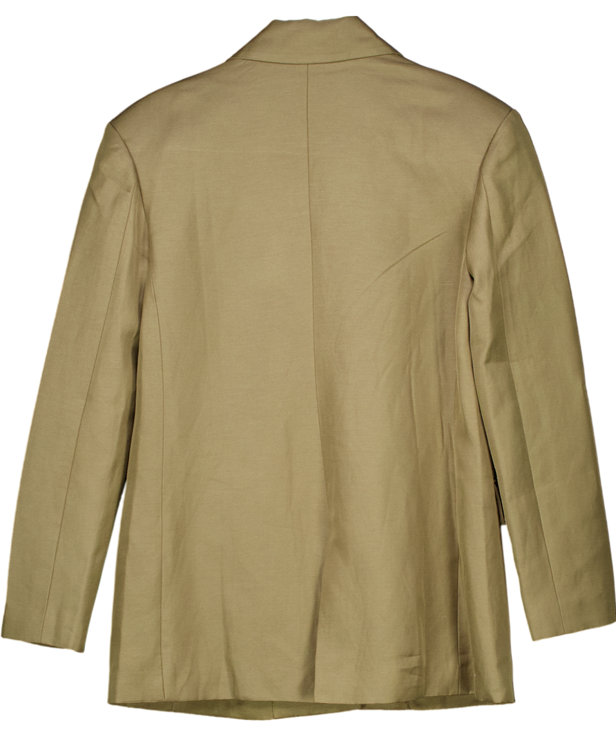 Acler Storm Green Penrith Linen Blend Oversize Blazer Jacket UK 6