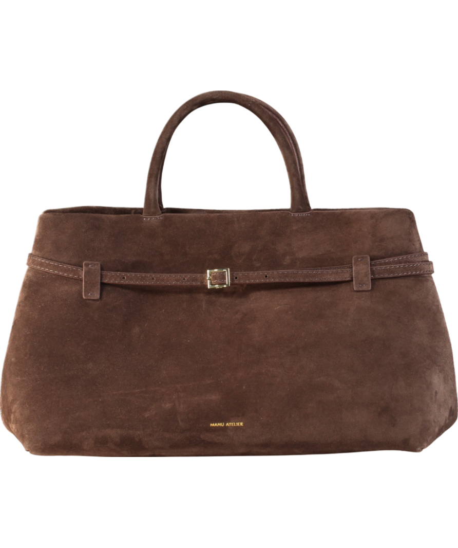 Manu Atelier Le Cambon 35 Deep Brown Suede Large Tote / Work Bag