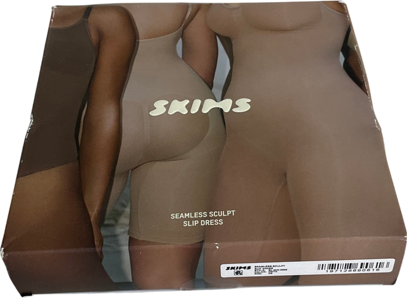 SKIMS Black Seamless Sculpt Slip Dress - Onyx UK XS