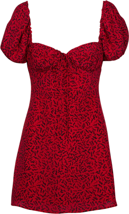 Réalisation Par Red 100% Silk Venus Print Mini Dress UK XS