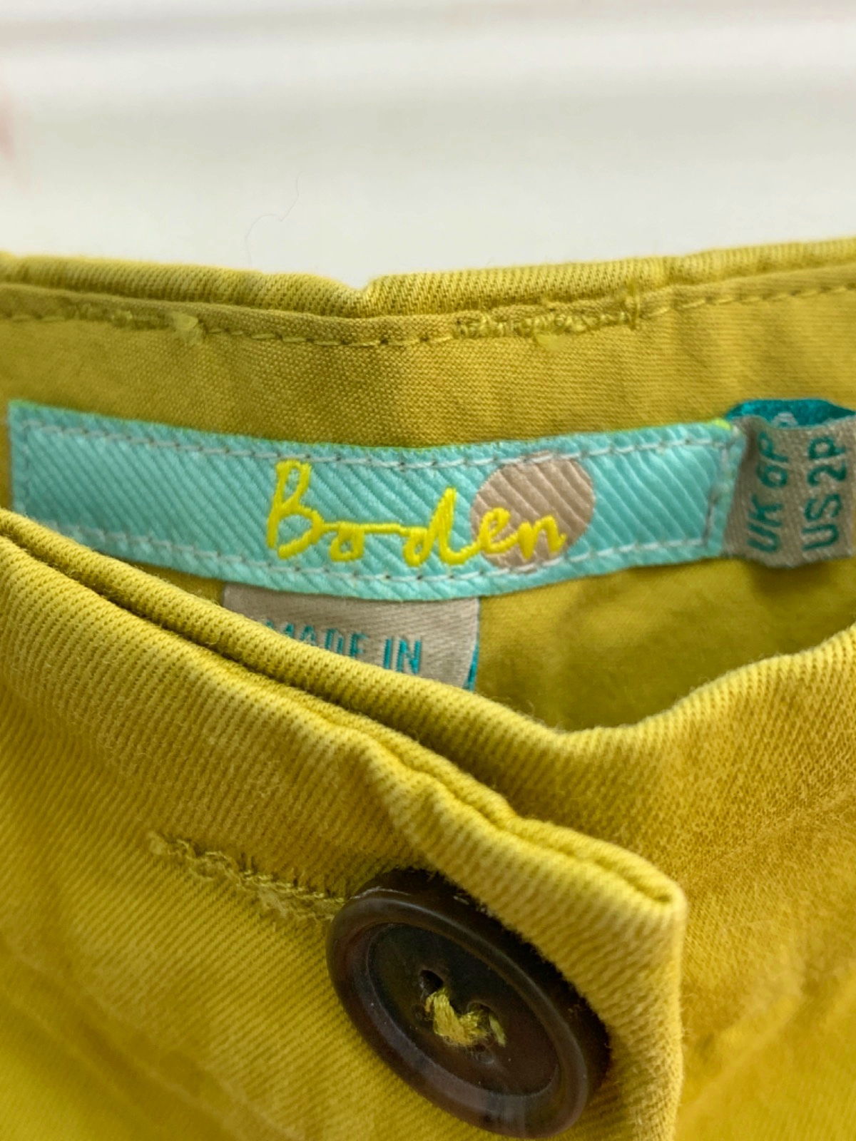 Boden Yellow Chino Trousers Size UK 6P
