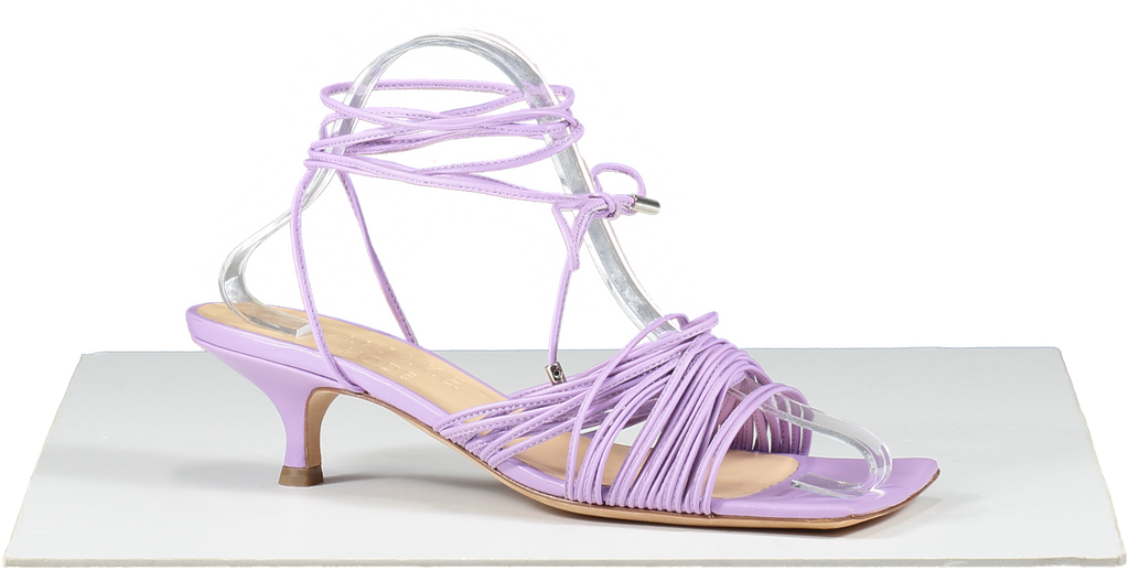 A.W.A.K.E MODE Purple Lilac Leather Strappy Kitten Heel Sandals UK 6 EU 39 👠