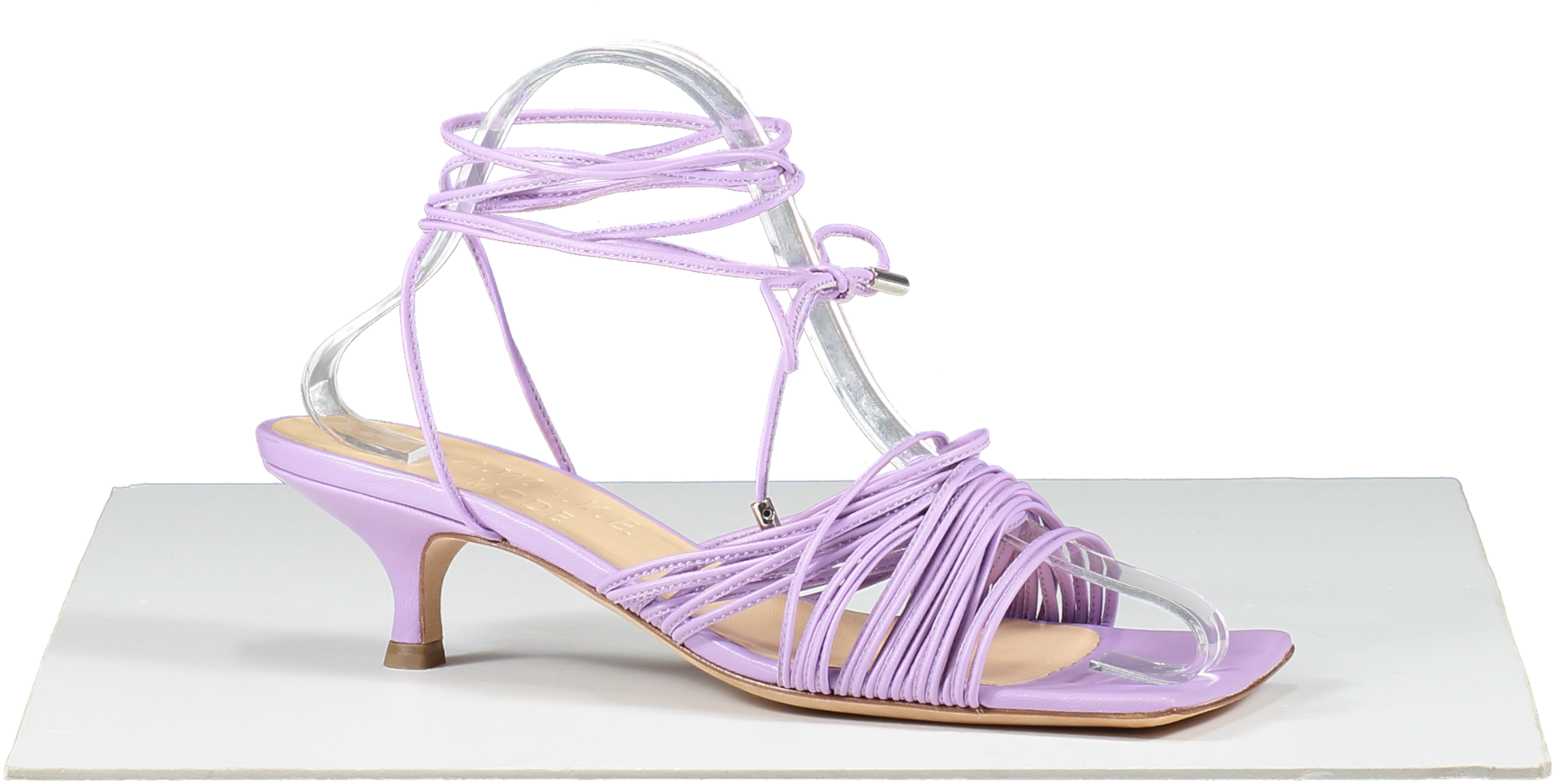 A.W.A.K.E MODE Purple Lilac Leather Strappy Kitten Heel Sandals UK 6 EU 39 👠