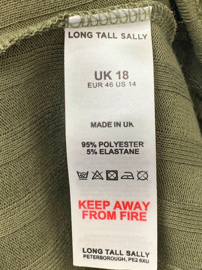 Long Tall Sally Khaki Wide Rib Top UK 18