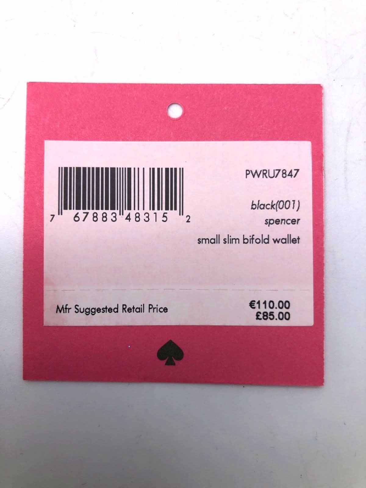 Kate Spade Black Leather Spencer Small Slim Bifold Wallet