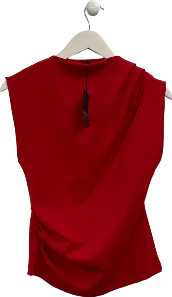 River Island Red Ruched Asymmetric Top UK 10